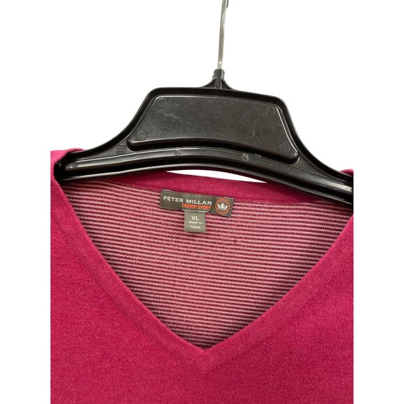 Peter Millar Crown Sport Mens Red V-Neck Sweater Size XL SKU 8416 - Picture 2 of 16